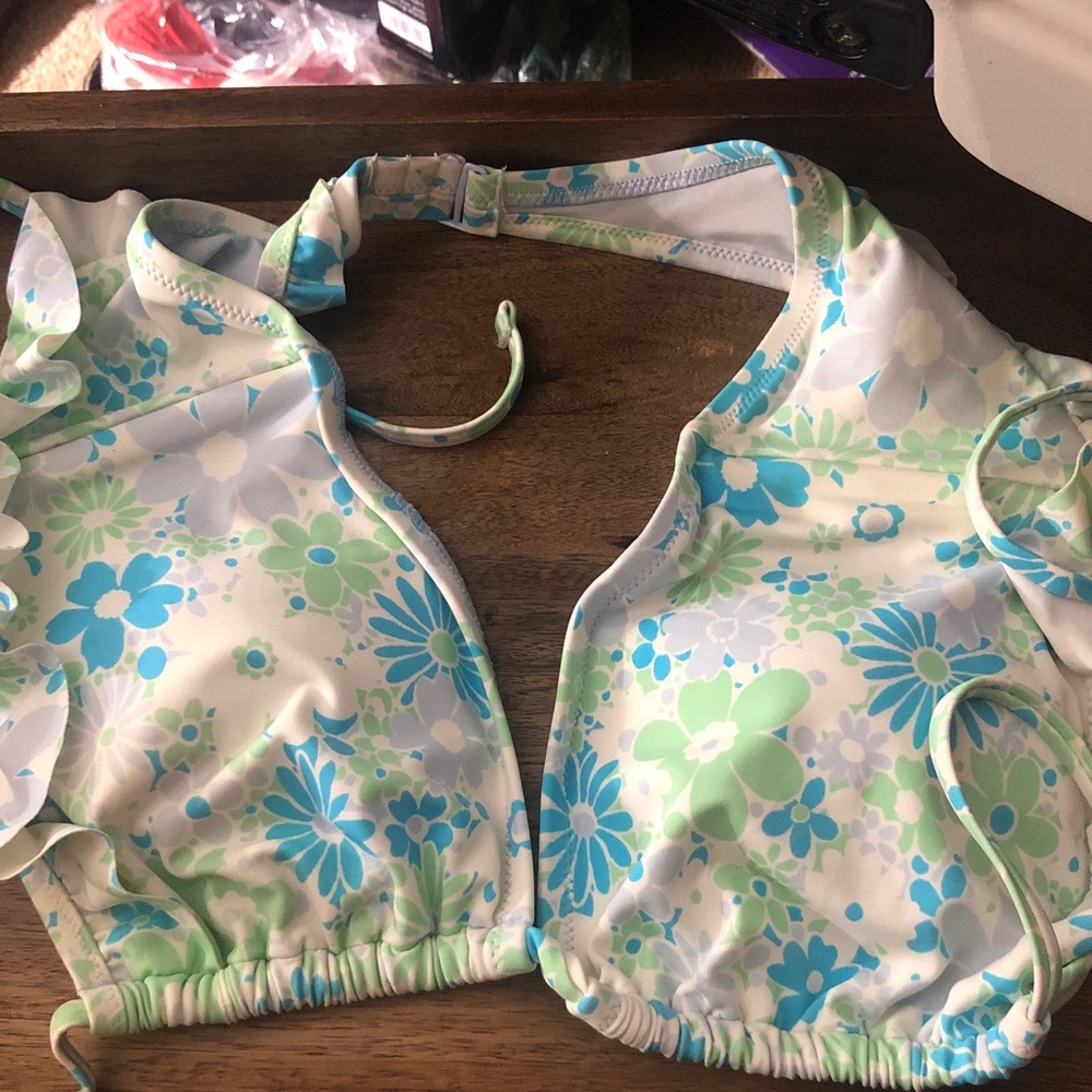 Aerie Real Good Ruffle Floral Print Bikini Top Size XL